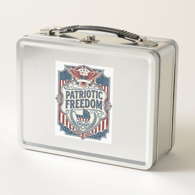 Patriotic Baby Shower Vector Graphic Tee Metal Lunch Box (Front)