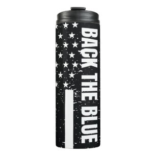 Patriotic Back the Blue Flag with Stars and Stripe Thermal Tumbler