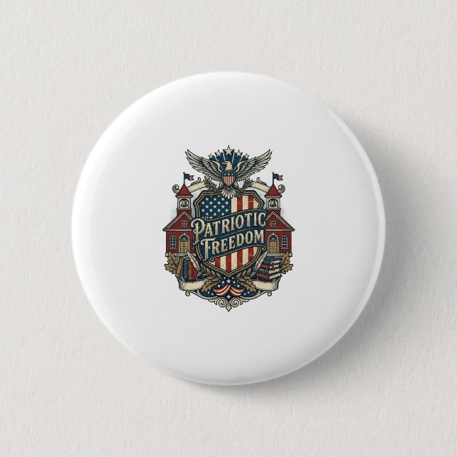 Patriotic Back to School Vector Graphic Tee Button (Front)