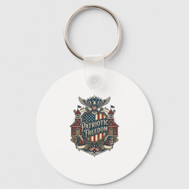 Patriotic Back to School Vector Graphic Tee Keychain (Front)