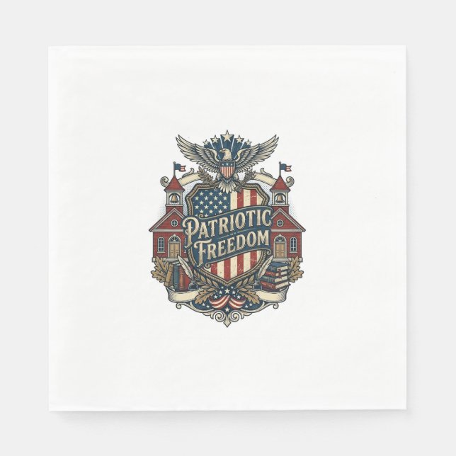 Patriotic Back to School Vector Graphic Tee Napkins (Front)