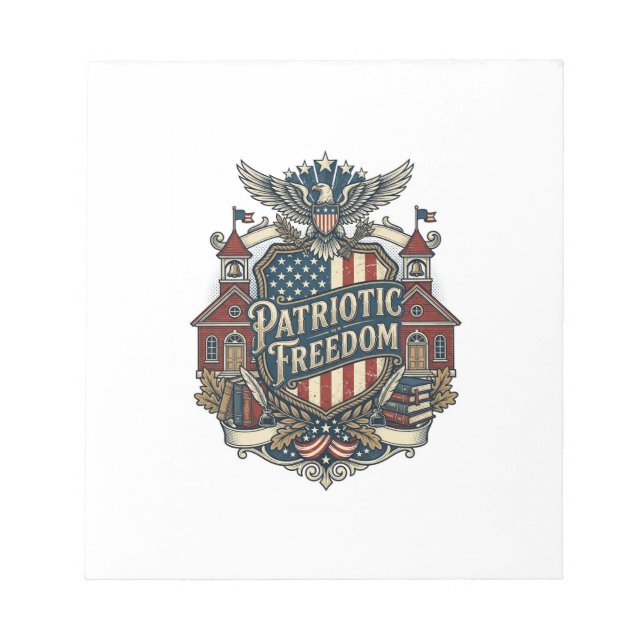 Patriotic Back to School Vector Graphic Tee Notepad (Front)