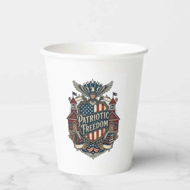 Patriotic Back to School Vector Graphic Tee Paper Cups (Front)