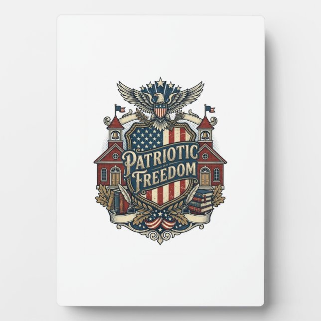 Patriotic Back to School Vector Graphic Tee Plaque (Front)