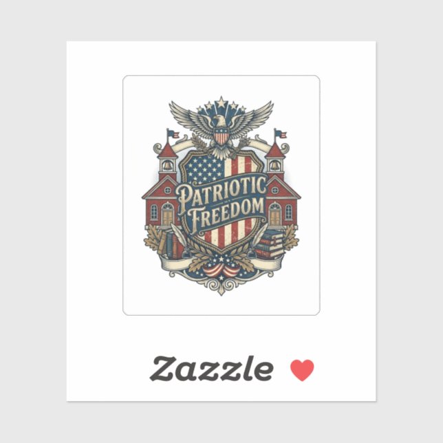 Patriotic Back to School Vector Graphic Tee Sticker (Sheet)