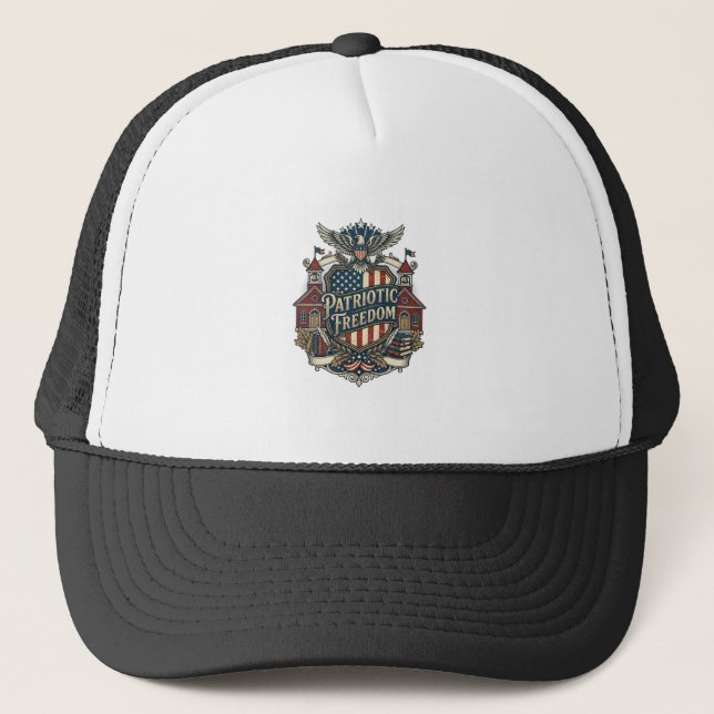 Patriotic Back to School Vector Graphic Tee Trucker Hat (Front)