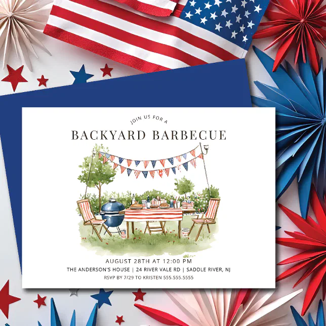 Patriotic Backyard Barbecue Invitation | Zazzle