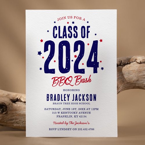 Patriotic Backyard BBQ Graduation Party Invitation