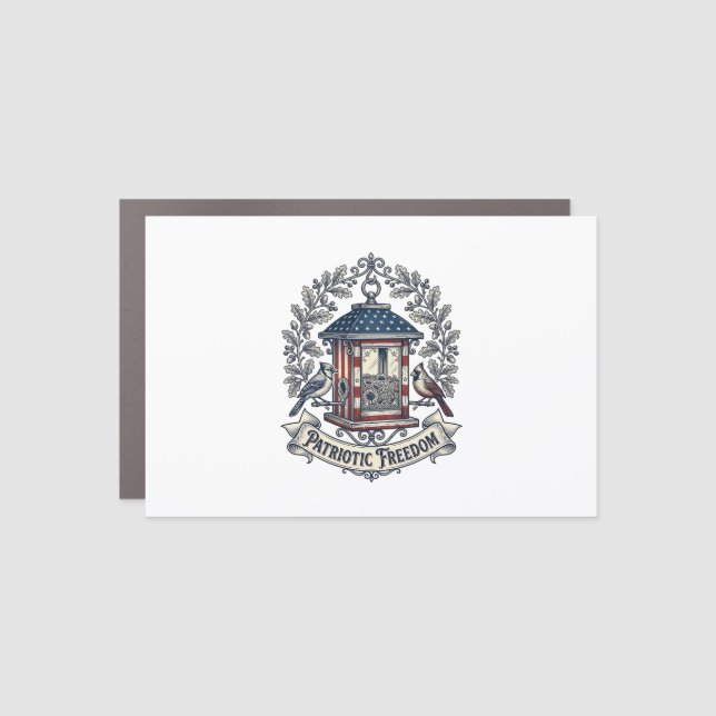 Patriotic Backyard Bird Feeder Vector Graphic Tee_ Car Magnet (Front)