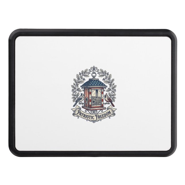 Patriotic Backyard Bird Feeder Vector Graphic Tee_ Hitch Cover (Front)