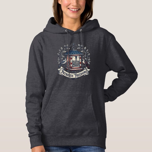 Patriotic Backyard Bird Feeder Vector Graphic Tee_ Hoodie (Front)