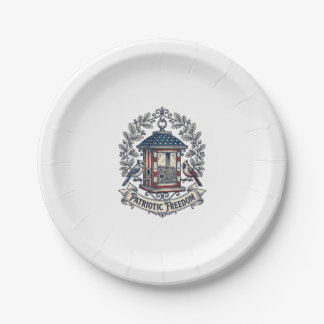 Patriotic Backyard Bird Feeder Vector Graphic Tee_ Paper Plates