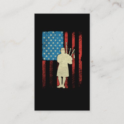 Patriotic Bagpiper American Flag USA Bagpipes Business Card