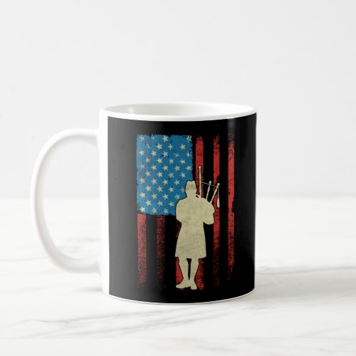 Patriotic Bagpiper American Flag USA Bagpipes Coffee Mug