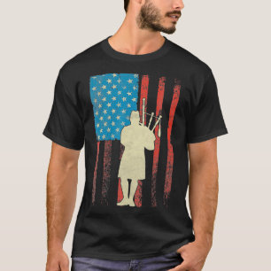 Patriotic Bagpiper American Flag USA Bagpipes T-Shirt
