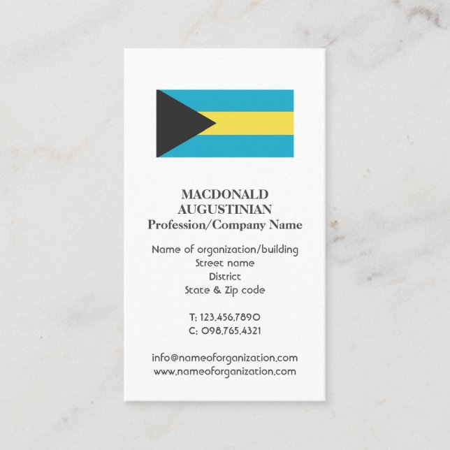 Patriotic | BAHAMAS FLAG Add | Photo Business Card (Front)