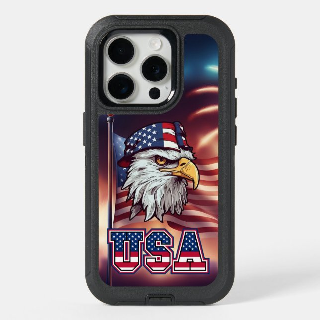 Patriotic Bald American Eagle  iPhone 15 Pro Case (Back)