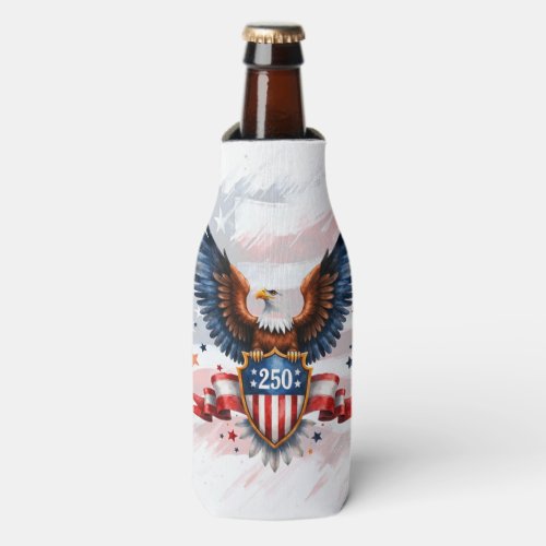 Patriotic Bald Eagle 250th Anniversary Shield Bottle Cooler