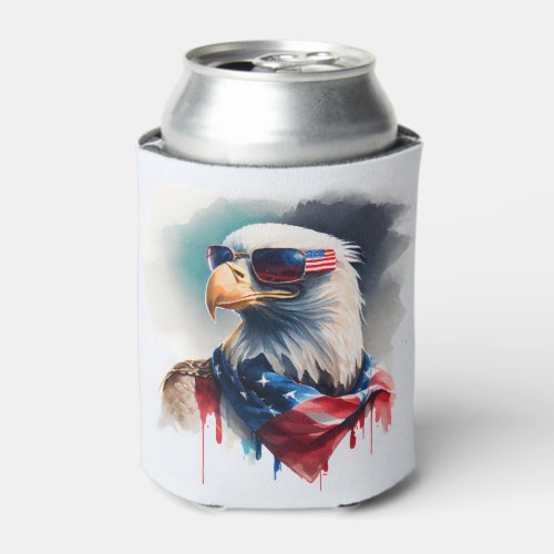 Patriotic Bald Eagle 4th Of July Can Cooler