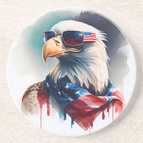 Patriotic Bald Eagle 4th Of July Coaster