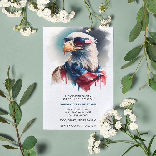Patriotic Bald Eagle 4th Of July Invitations