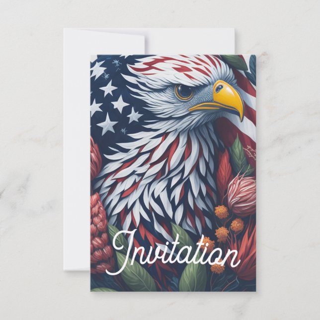  Patriotic Bald Eagle 4th of July Party Invitation (Front)