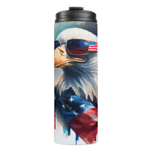 Patriotic Bald Eagle 4th Of July Thermal Tumbler