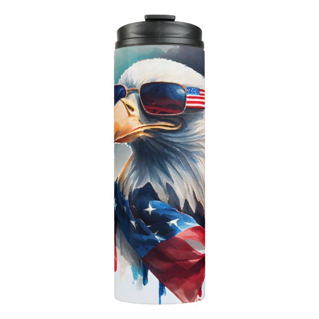 Patriotic Bald Eagle 4th Of July  Thermal Tumbler (Front)