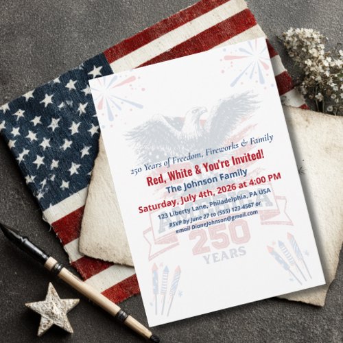 Patriotic Bald Eagle America 250th 4th of July Invitation
