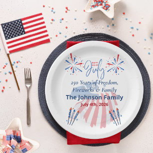  Patriotic Bald Eagle America 250th 4th of July Paper Plates