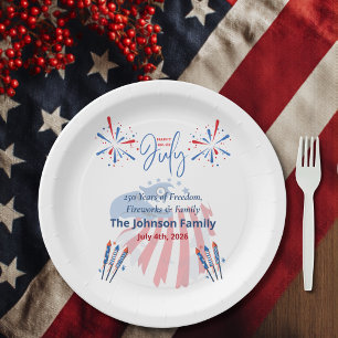  Patriotic Bald Eagle America 250th 4th of July Paper Plates