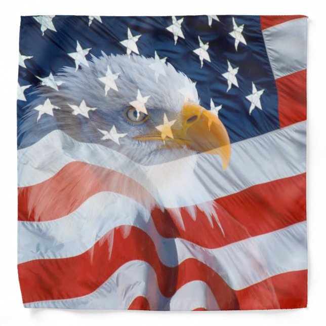 Patriotic Bald Eagle American Flag Bandana (Front)