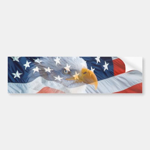 Patriotic Bald Eagle American Flag Bumper Sticker