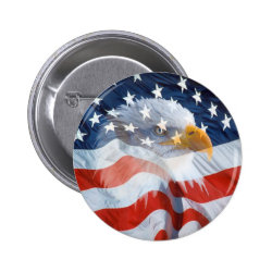 Patriotic Bald Eagle American Flag Button