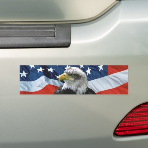 Patriotic Bald Eagle American Flag Car Magnet