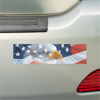 Patriotic Bald Eagle American Flag Car Magnet
