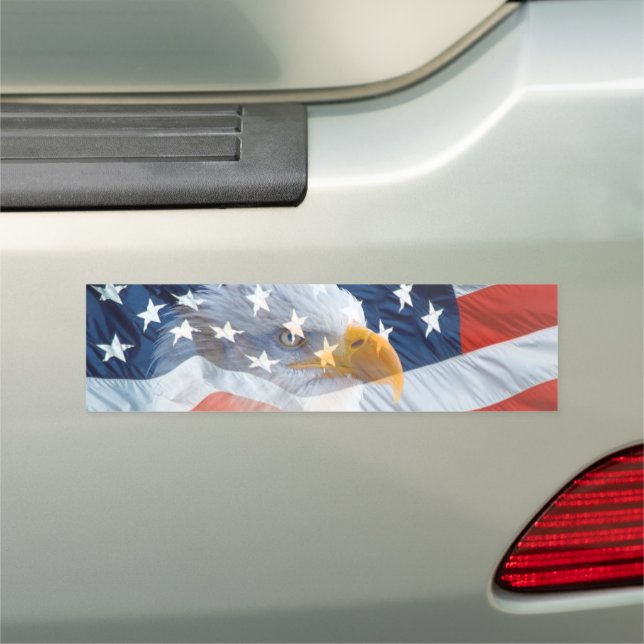 Patriotic Bald Eagle American Flag Car Magnet (In Situ)