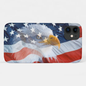 Patriotic Bald Eagle American Flag iPhone 11 Case