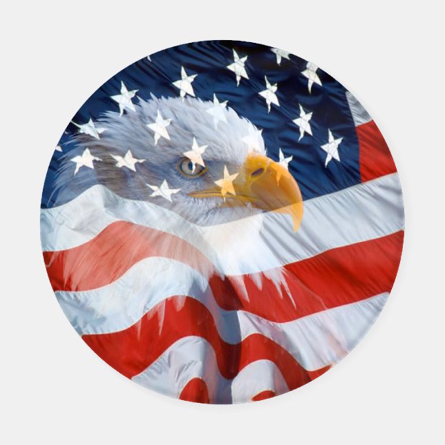 Patriotic Bald Eagle American Flag Coaster Set (Single)