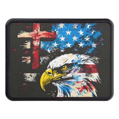 Patriotic Bald Eagle American flag cross  Hitch Cover