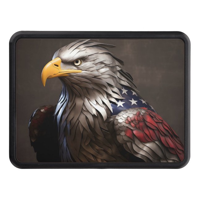 Patriotic Bald Eagle American flag Hitch Cover (Front)
