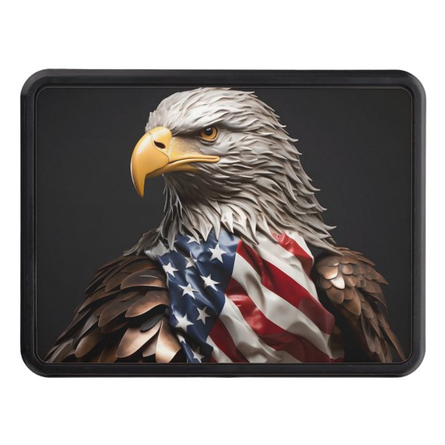 Patriotic Bald Eagle American flag Hitch Cover (Front)