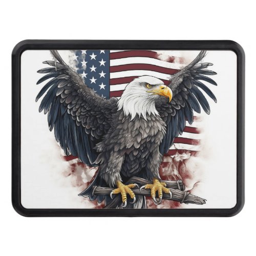 Patriotic Bald Eagle American flag Hitch Cover