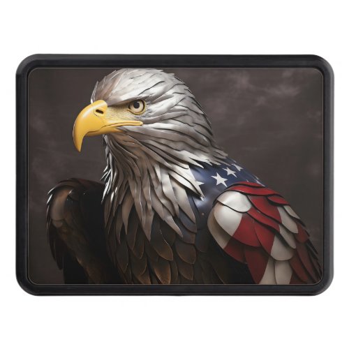 Patriotic Bald Eagle American flag Hitch Cover