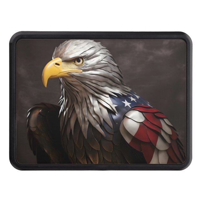 Patriotic Bald Eagle American flag Hitch Cover (Front)
