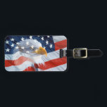 Patriotic Bald Eagle American Flag Luggage Tag<br><div class="desc">Patriotic Luggage Tag with close up photo of Bald Eagle superimposed over the American Flag</div>
