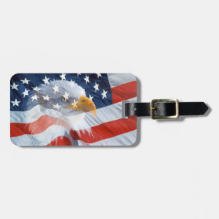 Patriotic Bald Eagle American Flag Luggage Tag