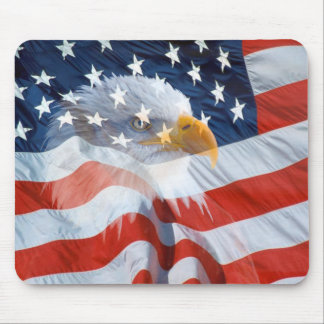 Patriotic Bald Eagle American Flag Mouse Pad