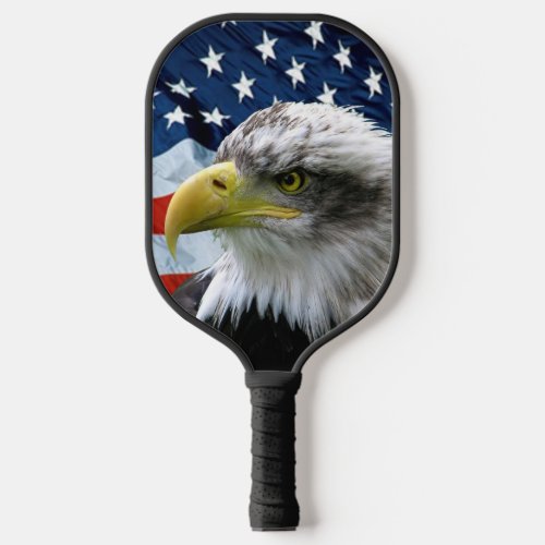 Patriotic Bald Eagle American Flag Pickleball Paddle