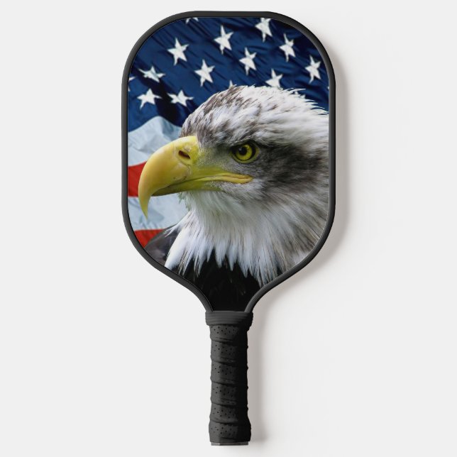 Patriotic Bald Eagle American Flag Pickleball Paddle (Front)